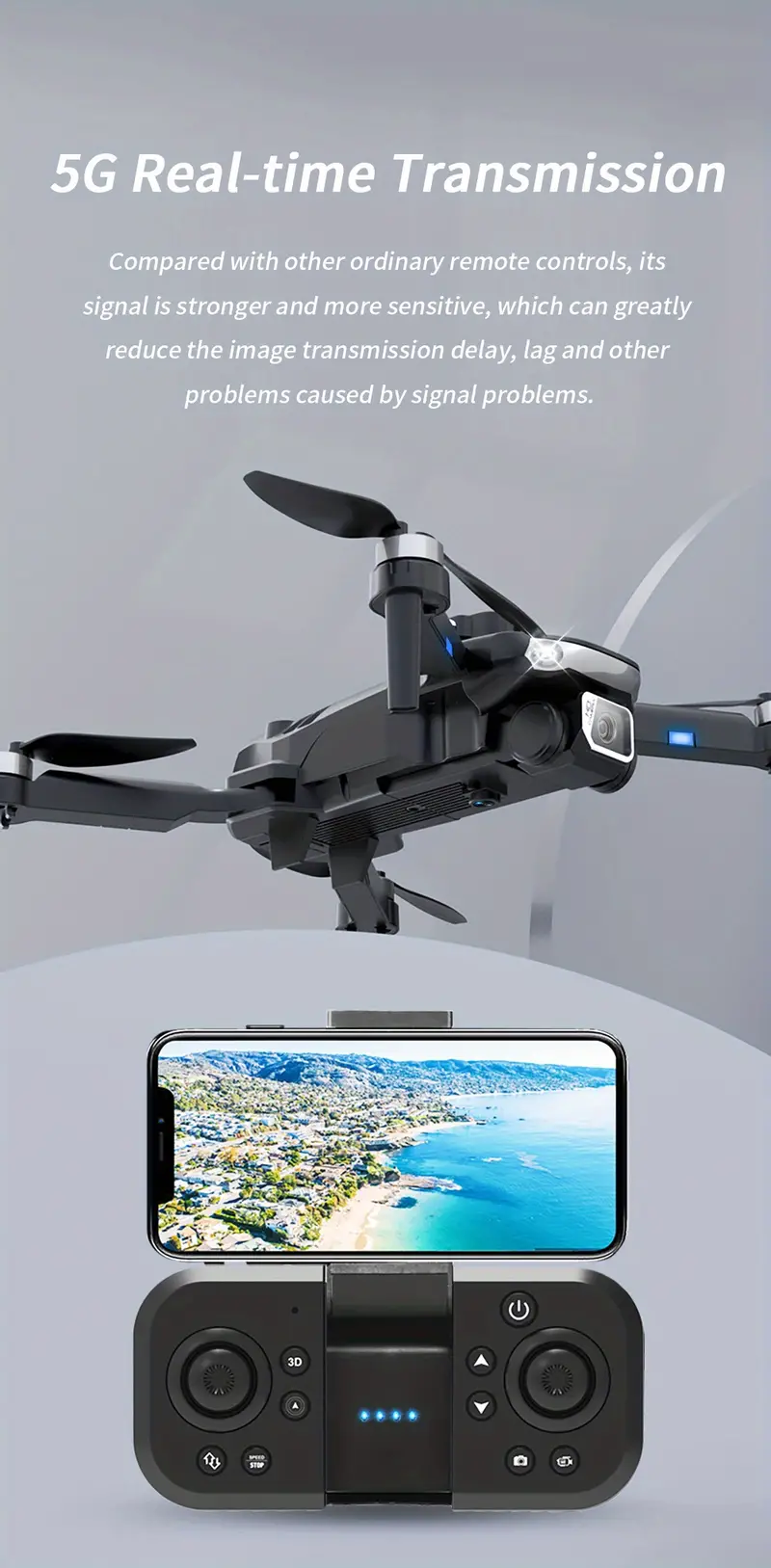hd dual camera drone obstacle avoidance optical flow positioning headless mode one key take off landing 5g image transmission gesture photography waypoint flight includes carrying bag details 7