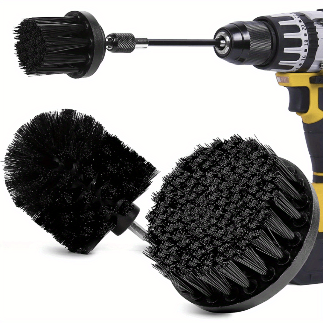 Black Drill Brush Attachment Cleaning Brush Set - Power Scrubber Cleaning  Kit - All Purpose Drill Brush with Extend Attachment for Bathroom Surfaces