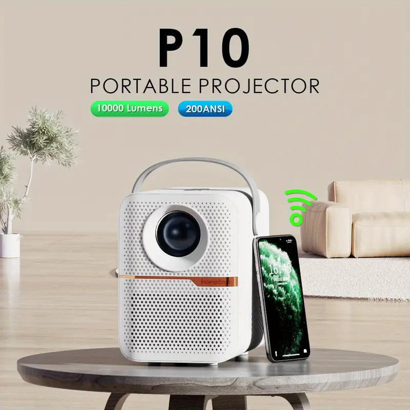 android tv 10 0 mini projector video movie projector with wifi and bt outdoor portable projector compatible with ios android windows usb details 0
