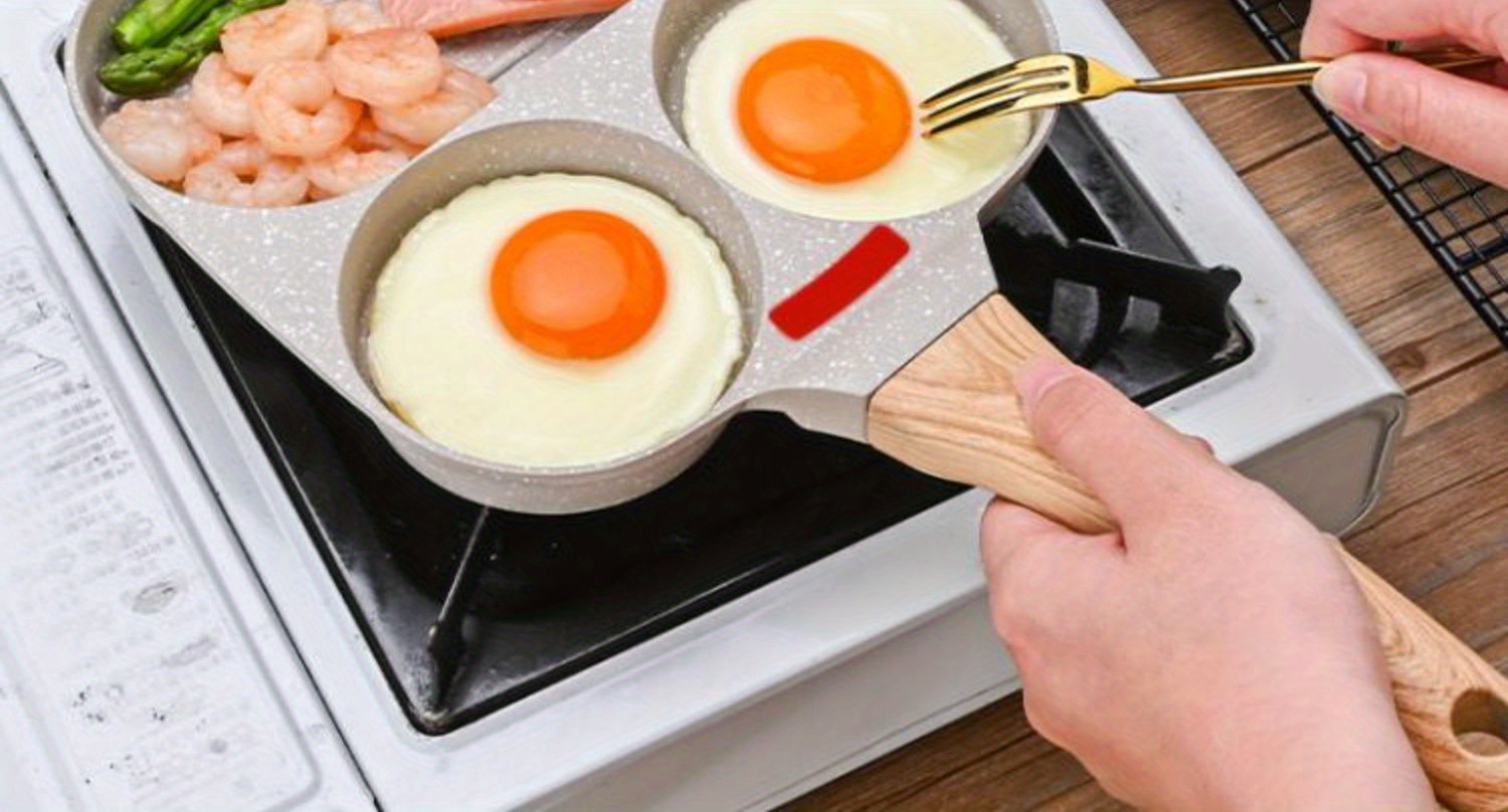 Egg Frying Pan, Nonstick Fried Egg Pan 3 Section Square Grill Pan