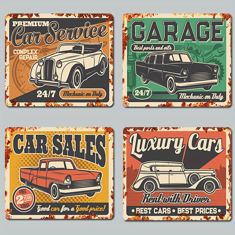 4pcs Unique Creative Vintage Car Fridge Magnets - Magnetic Stickers  2.54x2.36