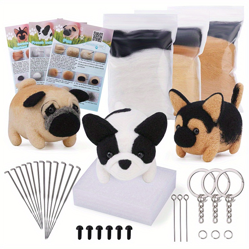 Puppy Dog Felting Kit, Wool Felting Kit Dog, Needle Felting DIY Kit, Felting  Starter Kit for Beginners, Wool Knitting Puppy Dog,cute Felting 