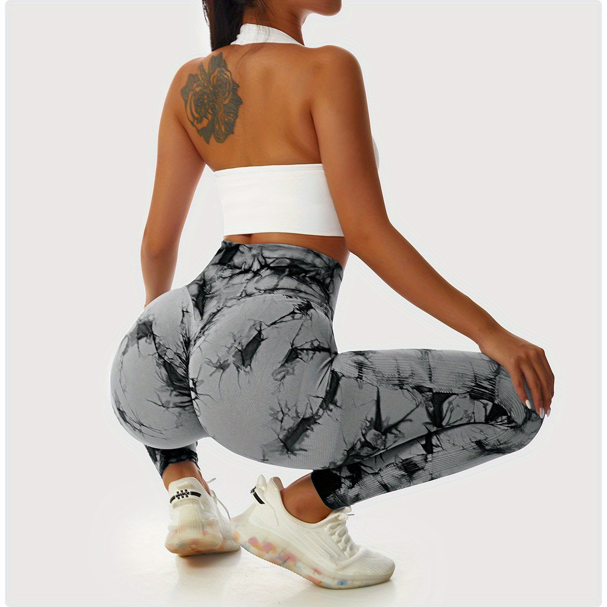 Tie Dye Seamless Running Workout Leggings, High Elastic Slim Fitness Yoga  Pants, Women's Activewear