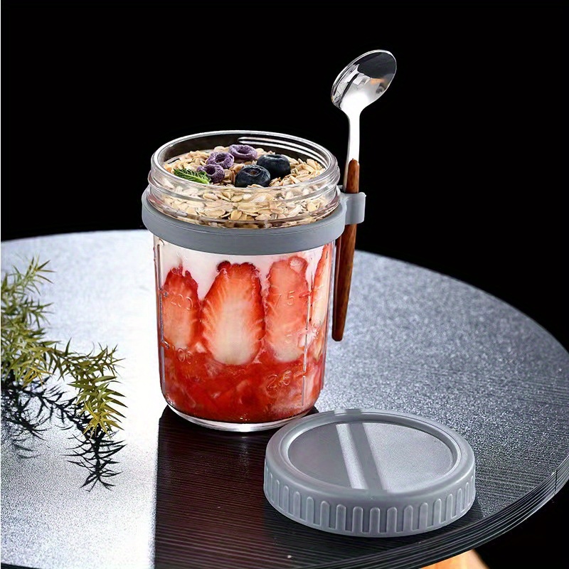 4Pcs 870ml Overnight Oats Container With Fork 2-Tier Breakfast On