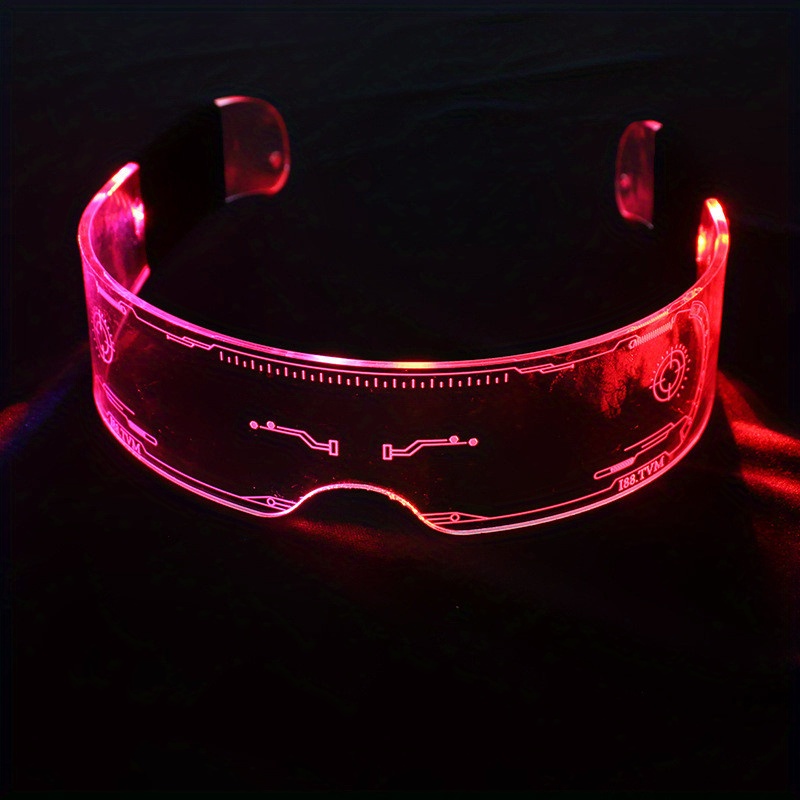 Y2k Cyberpunk Futuristic Led Visor Glasses 7 Color Light up - Temu