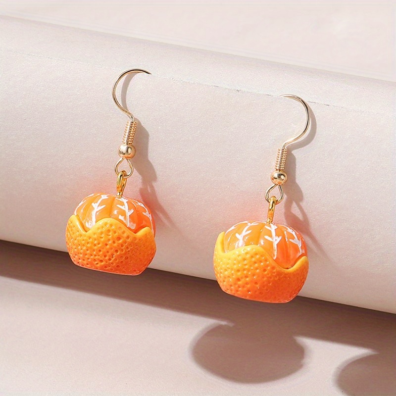 Women's Creative Orange Resin Earrings, Fruit Style