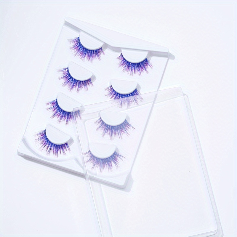 4 Pairs Of Purple Blue Mixed Holiday Hot Girl False Eyelashes