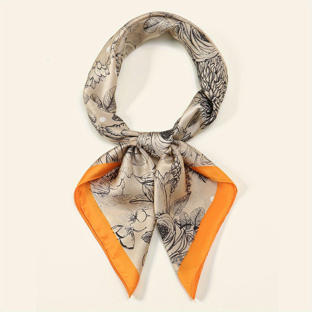 Floral Print Satin Square Scarf Bandana Neckerchief Head Wrap