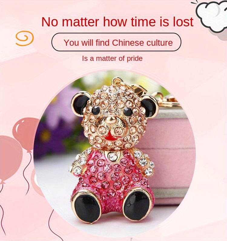 Luxury Sparkle Teddy Bear Dolls Pendants Keychains Cute 