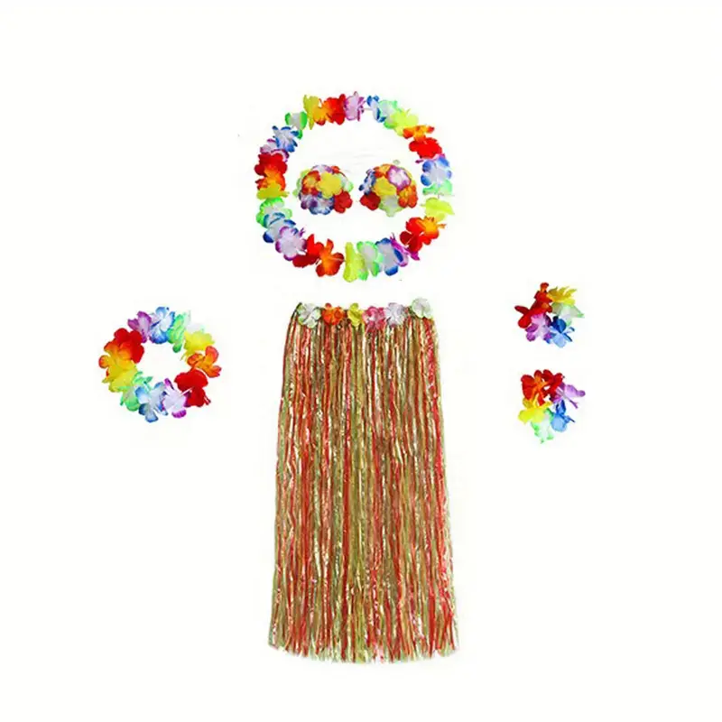 Gonna Hawaiana In Rafia - Multicolore, 80cm, Per Feste E Costumi - Foto 9