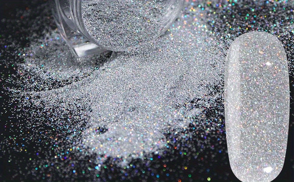 Nail Glitter Powder Holographic Glitter 3g Nail Art Glitter Holographic  Powder Laser Sequins Pigment Manicure DIY Silver From Hetianxia100, $0.8