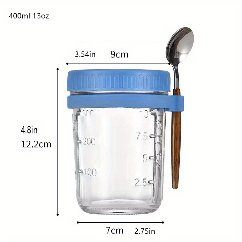 4Pcs 870ml Overnight Oats Container With Fork 2-Tier Breakfast On