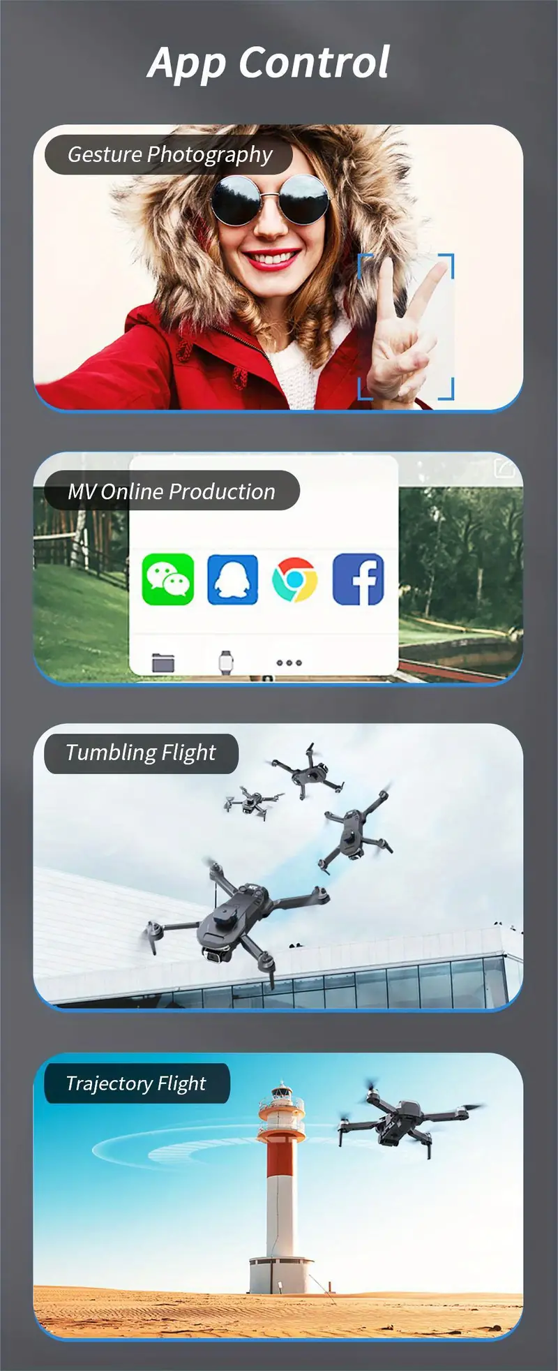 hd dual camera drone obstacle avoidance optical flow positioning headless mode one key take off landing 5g image transmission gesture photography waypoint flight includes carrying bag details 9