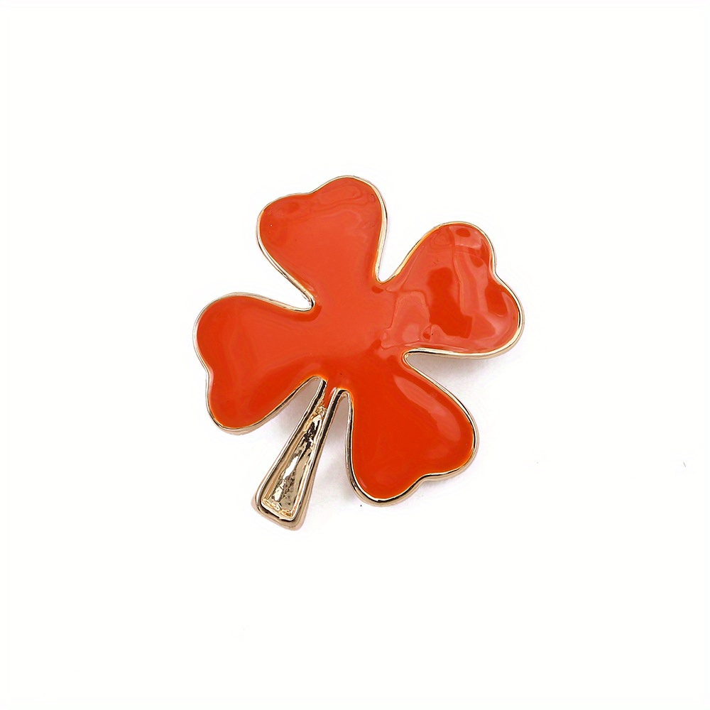 Cat's Eye Lucky Four Leaf Clover Small Brooch Collar Pin