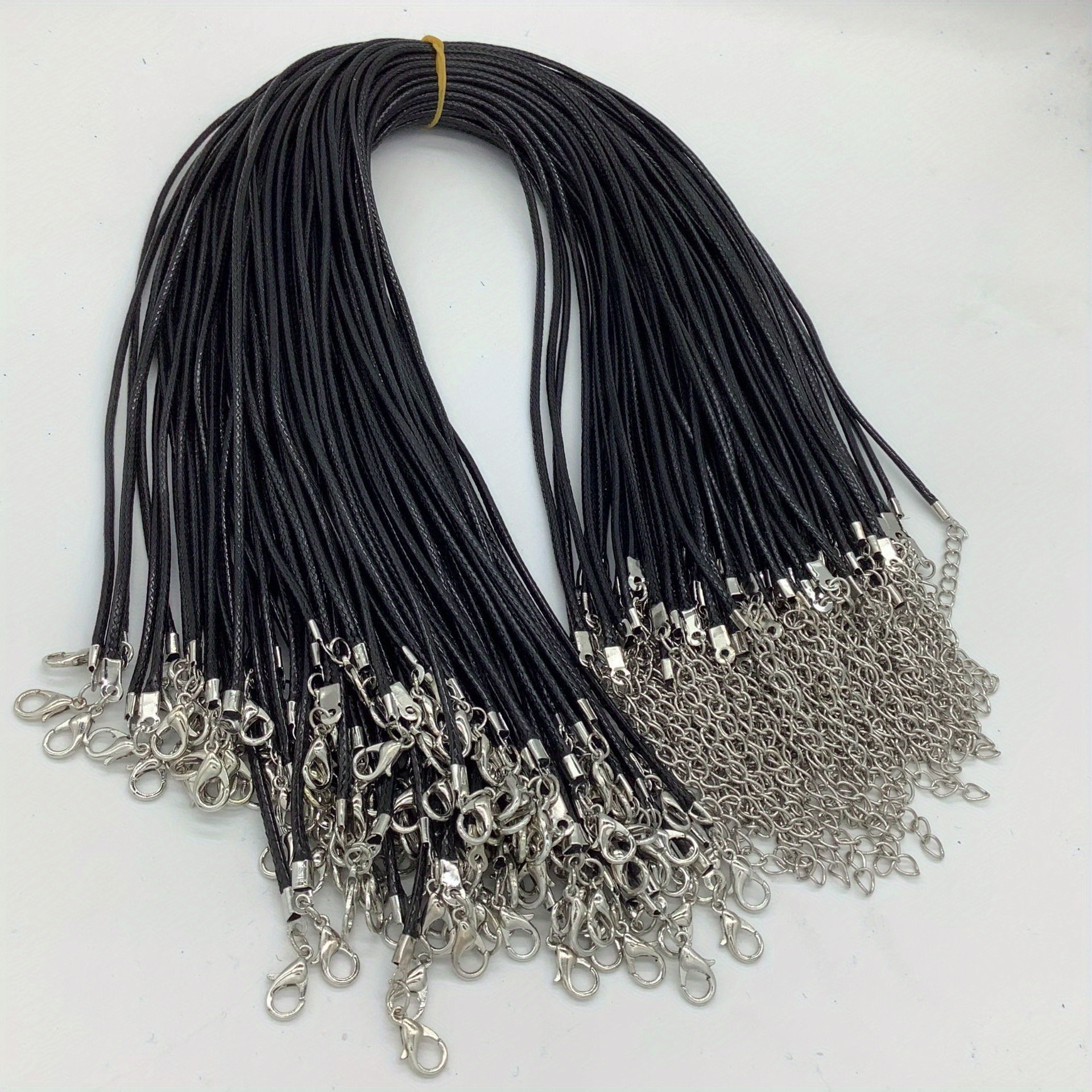 TEMU 10 Uds/20 Uds/50 Uds. Collar De Cuerda De Cuero PU Negro A Granel, Joyería DIY, Collar De Cuerda Trenzada Ajustable De Cuero Hecho A Mano,