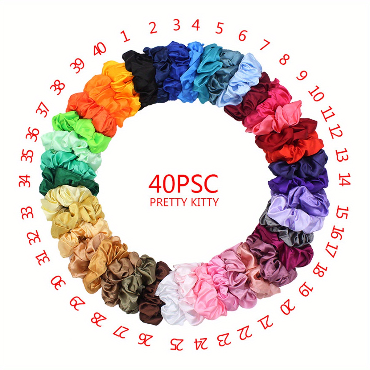 40Pcs Colorful Y2K Scrunchies Hair Ties Women Solid Color