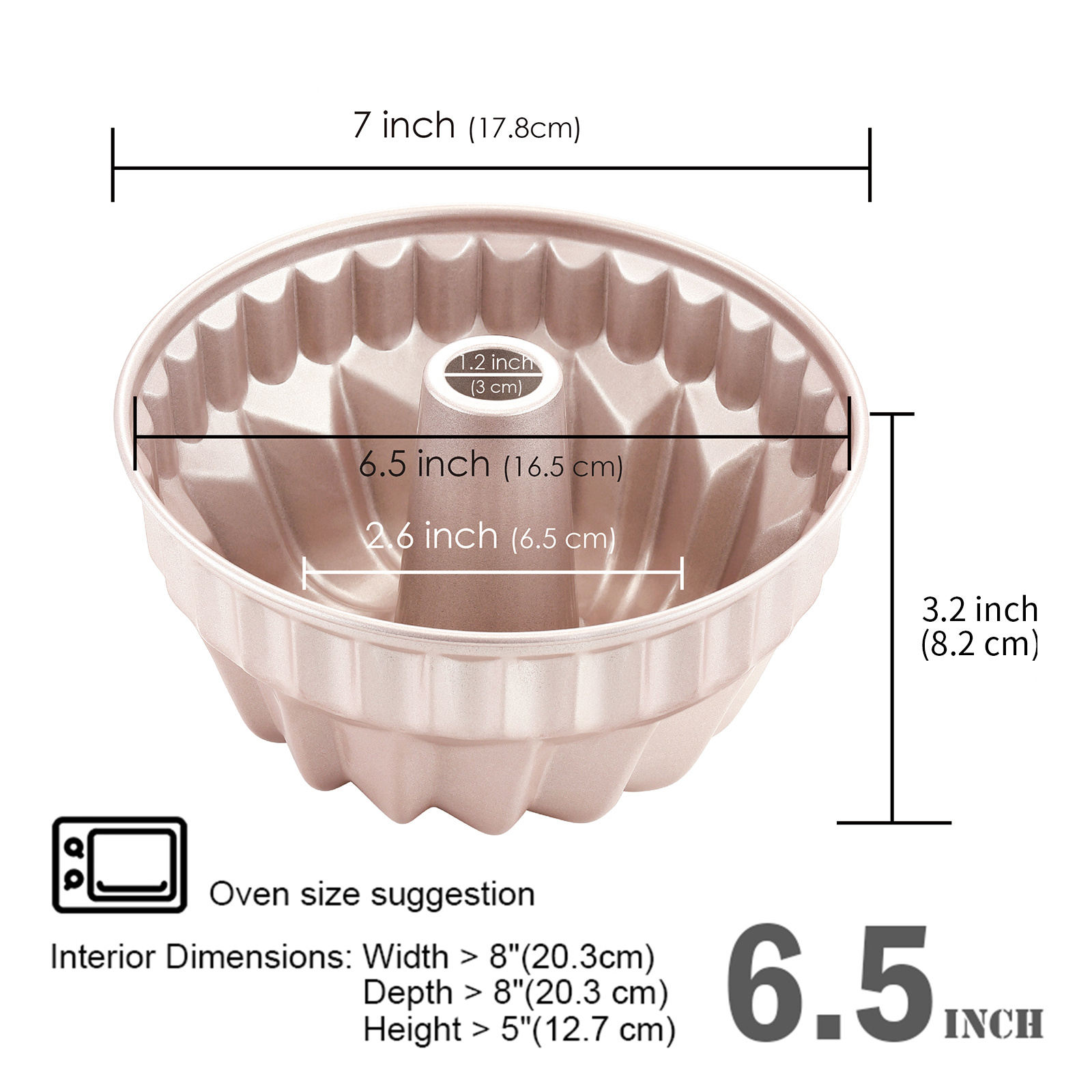 CHEFMADE Bundt Cake Pan, 7-Inch Non-Stick Vortex-Shaped Tube Pan