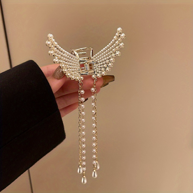 Elegant Angel Wings Tassel Hairpin, Rhinestone Faux Pearls Hairpin For  Women Girls, Wedding Engagement Party Princess Hair Accessories, Ideal  choice f