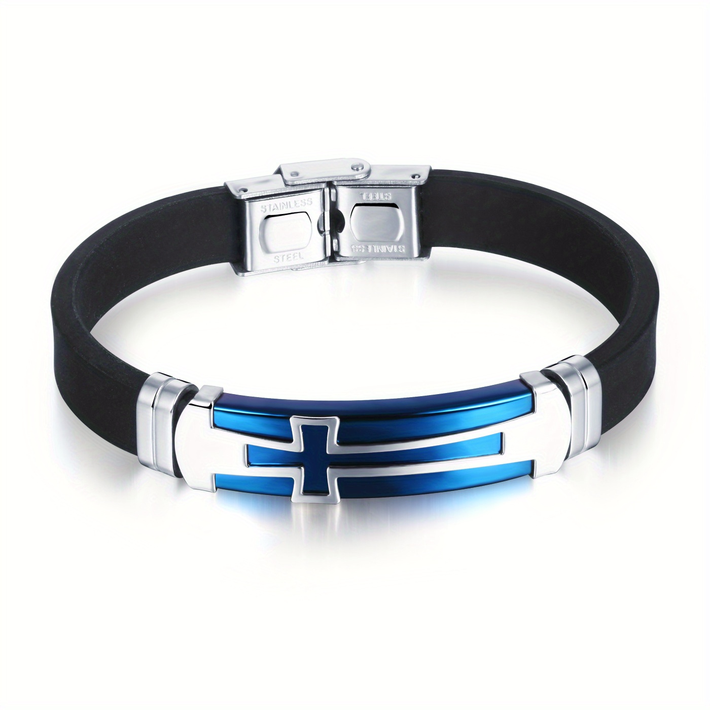 Image of Personalized Fashion Additions European And American Cross Men's Bangle Bangle Bracelet Wristband 304 304 Stainless Steel Bangle Bangle Bracelet