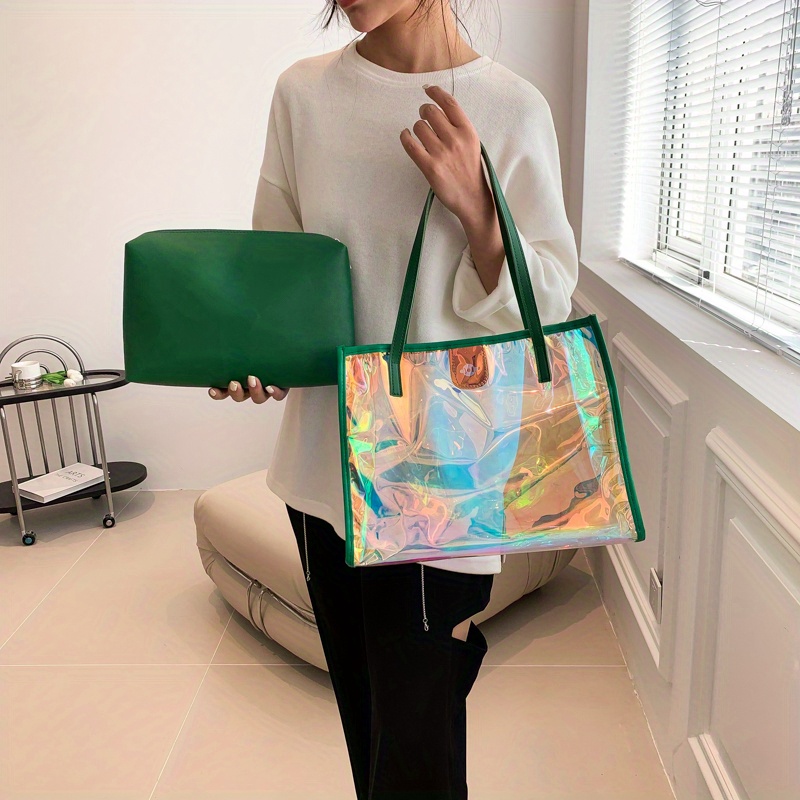 Fashion Clear Tote Bag With Inner Pouch