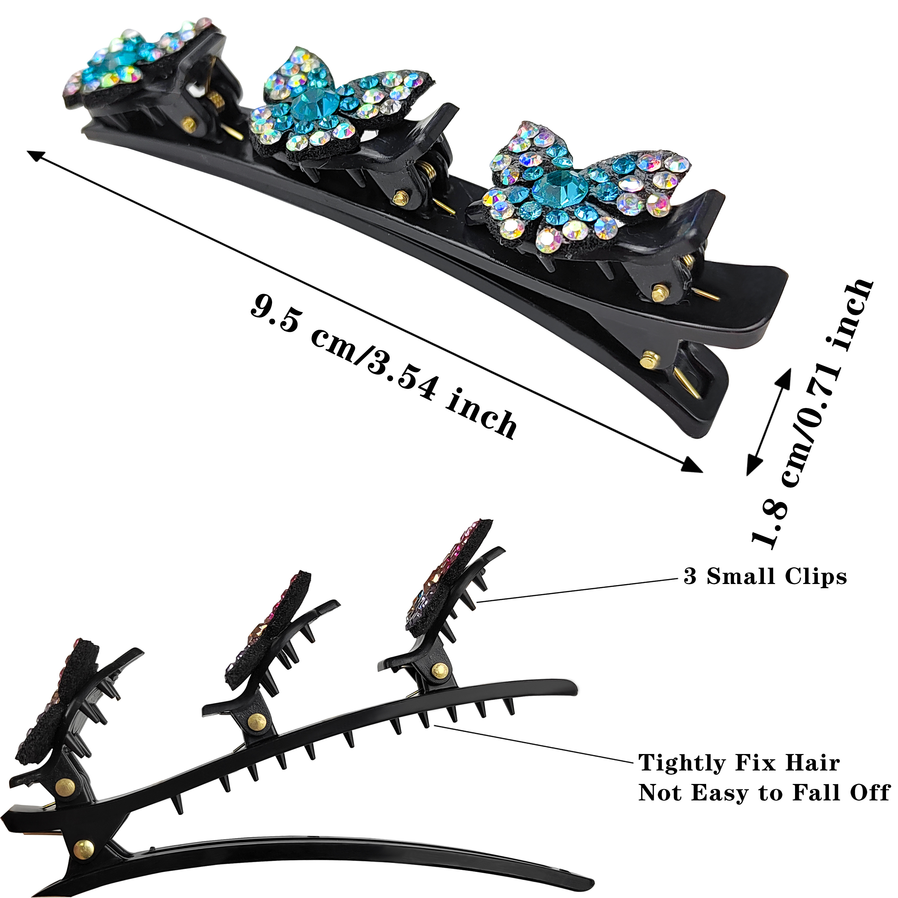 Vintage Braids Hair Clips Women Sparkling Rhinestone Crystal Temu