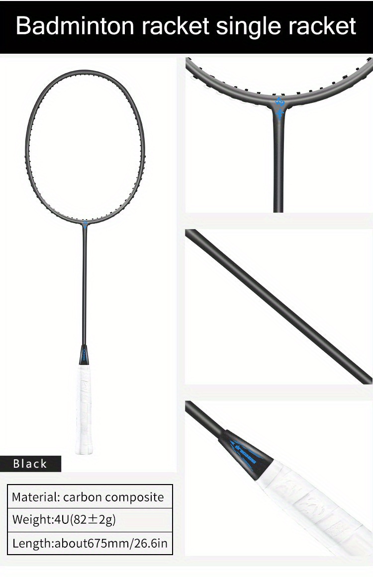 1pc Full Carbon Fiber 24 Lbs Strung Badminton Racket For Adult Beginner