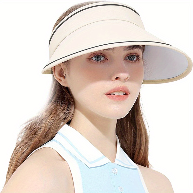 UTTPLL Women Visors Beach Sports Hiking Sun Hats UV Protection Wide Brim  Visor Outdoor Packable Ponytail Golf Caps