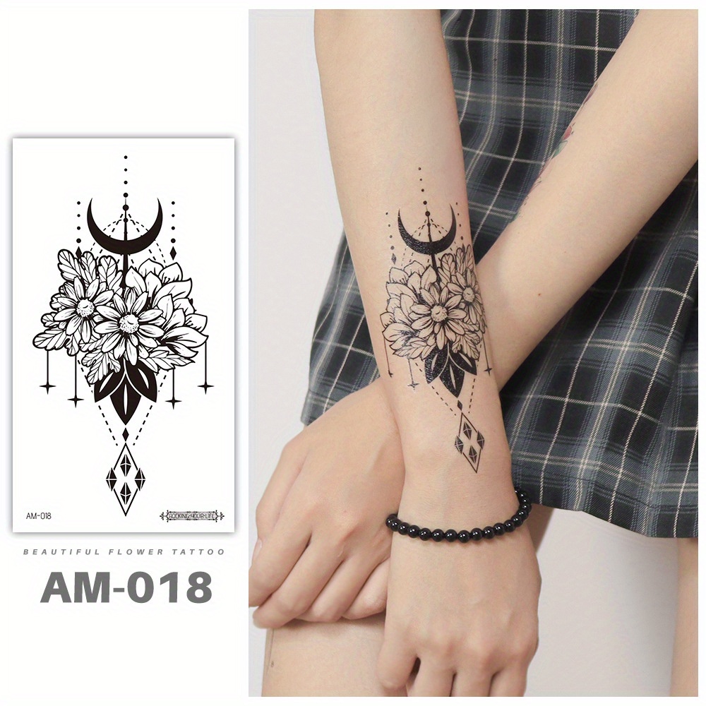Peony Rose Flower Temporary Tattoo Stickers For Women Girls - Temu