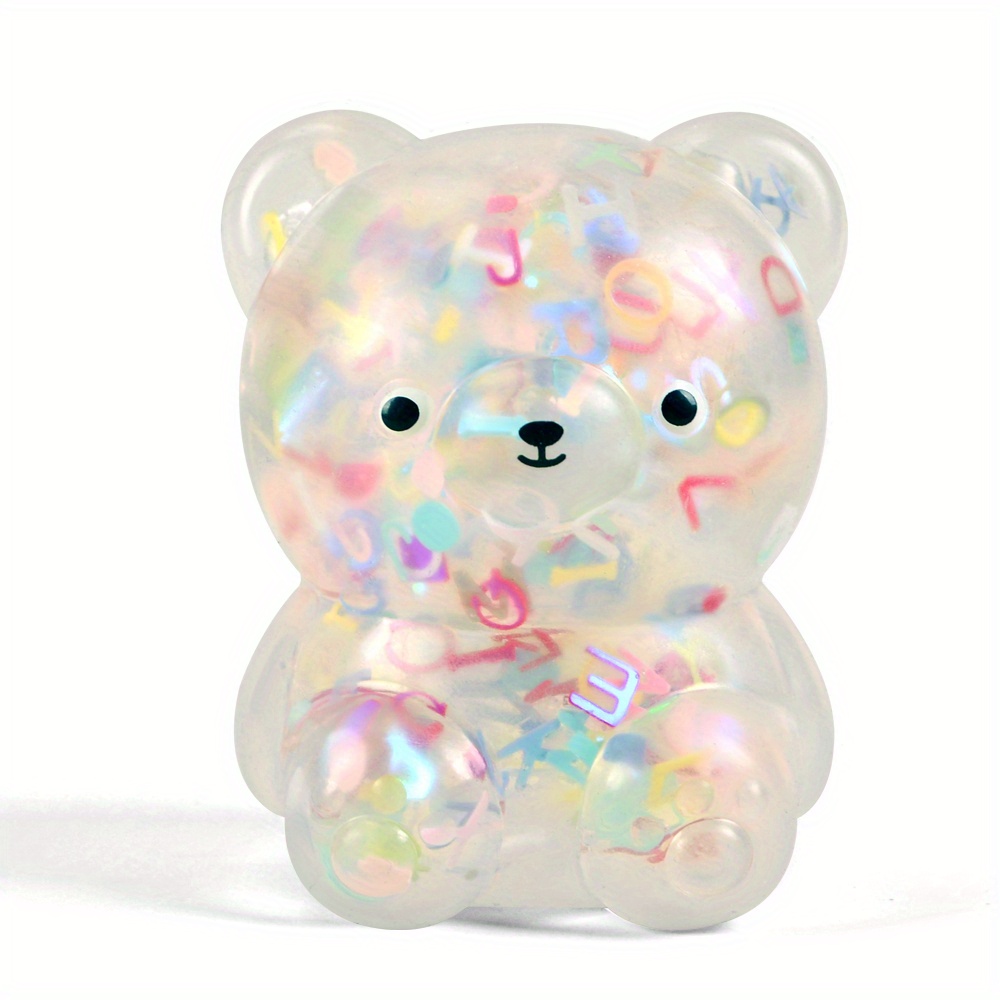 6pcs Glittery Squishy Bear Stress Relief Toys - Perfect Party Favors &  Classroom Prizes for Boys & Girls!