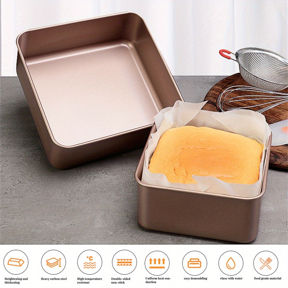 1pc, Square Cake Pan (5''/6''), Metal Heat Resistant Non-Stick Baking Mold,  Cake Mold, For Cheese Cake, Brownie, Baking Tools, Kitchen Gadgets, Kitche