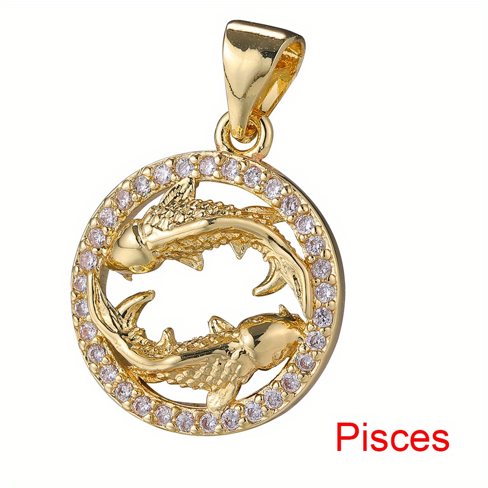 14k Gold Plated Pendants Crystal Zodiac Pendants Charms With - Temu