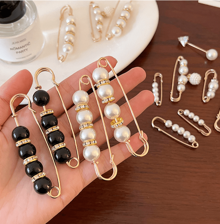 Elegant Pearl Brooch Pins Fashion Safety Pins Brooches Sweater