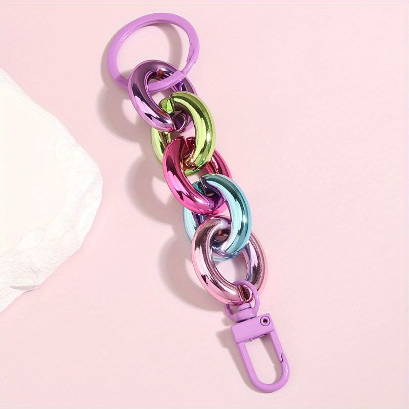Acrylic Plastic Chain Keychain Macaron Colorful Women's Handmade Key Ring