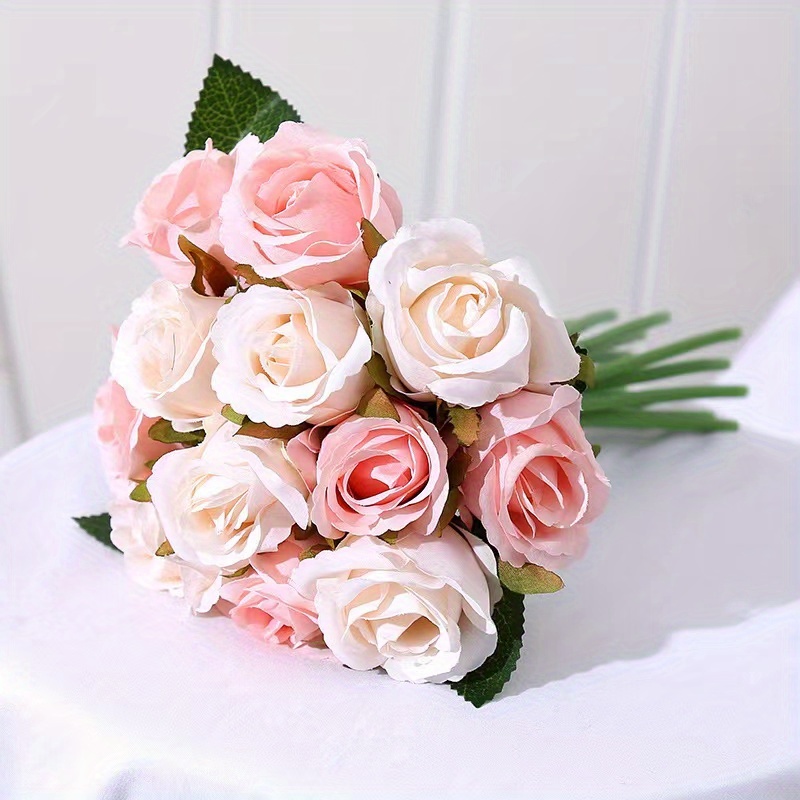 1pc Artificial Rose Flower 12 Heads Small Rose Hand Bouquet Suitable ...