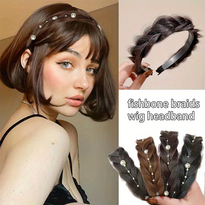 Stylish Synthetic Fishbone Braid Wig Hoop Twist Headband Temu United