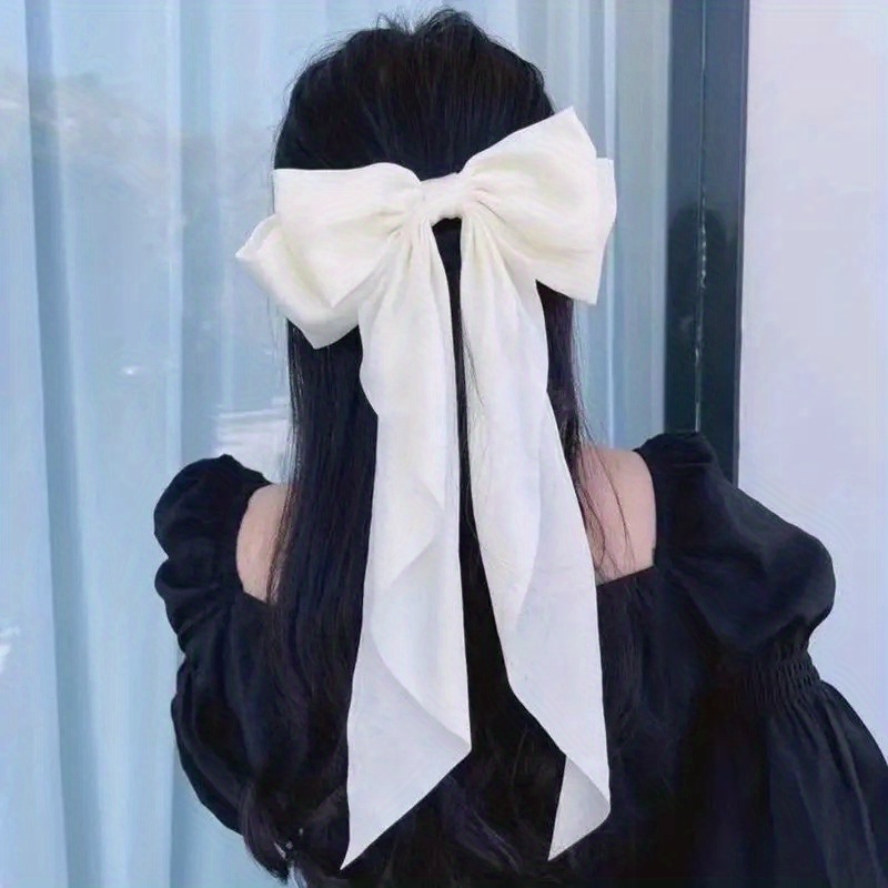 Huge Bow Hair Clip Long Streamer Duck Billed Clip Elegant - Temu