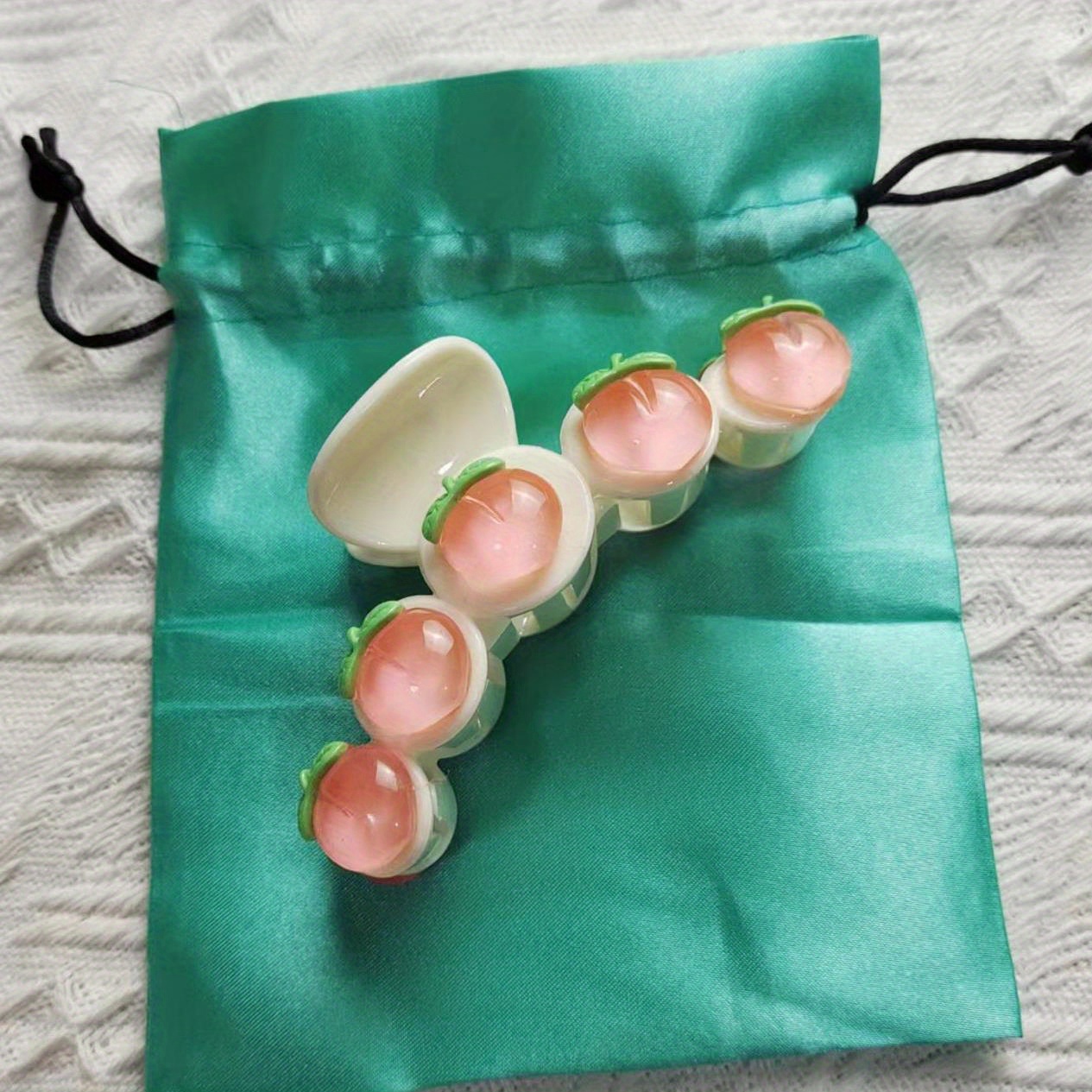 Peach Pattern Hair Claw Shark Claw Cute Hair Accessor For Women Girls 