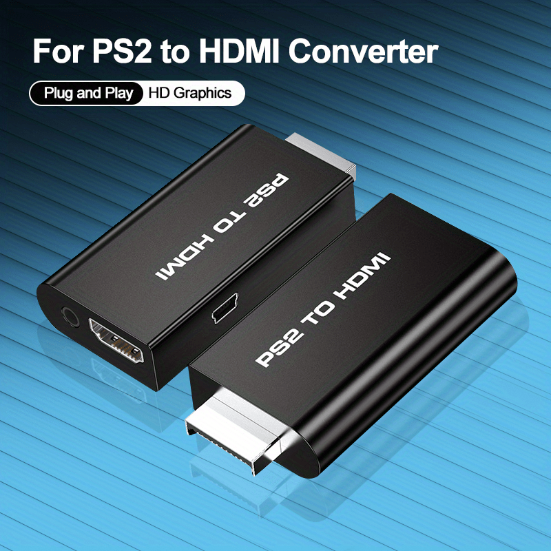 PS2 to HDMI Converter Adapter, with USB Power Cable, Video Converter with  3.5mm Audio Output for HDTV HDMI Monitor Supports All PS2 Display Modes