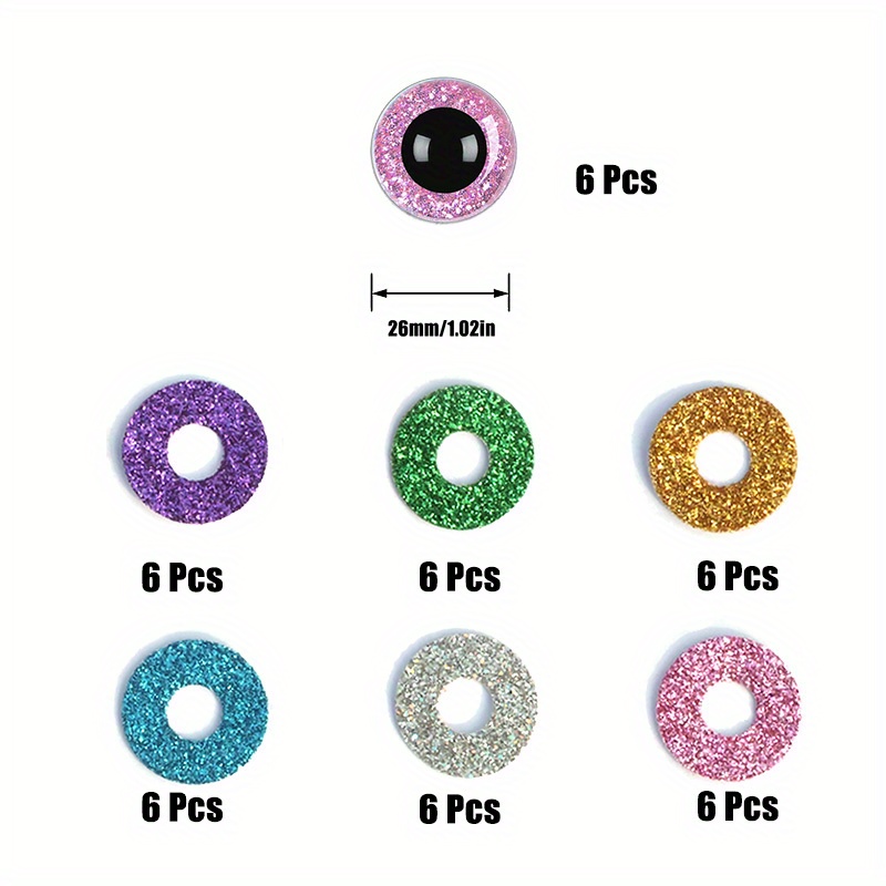 Tebru Safety Eyes with Colorful Glitter Washer Accessories for