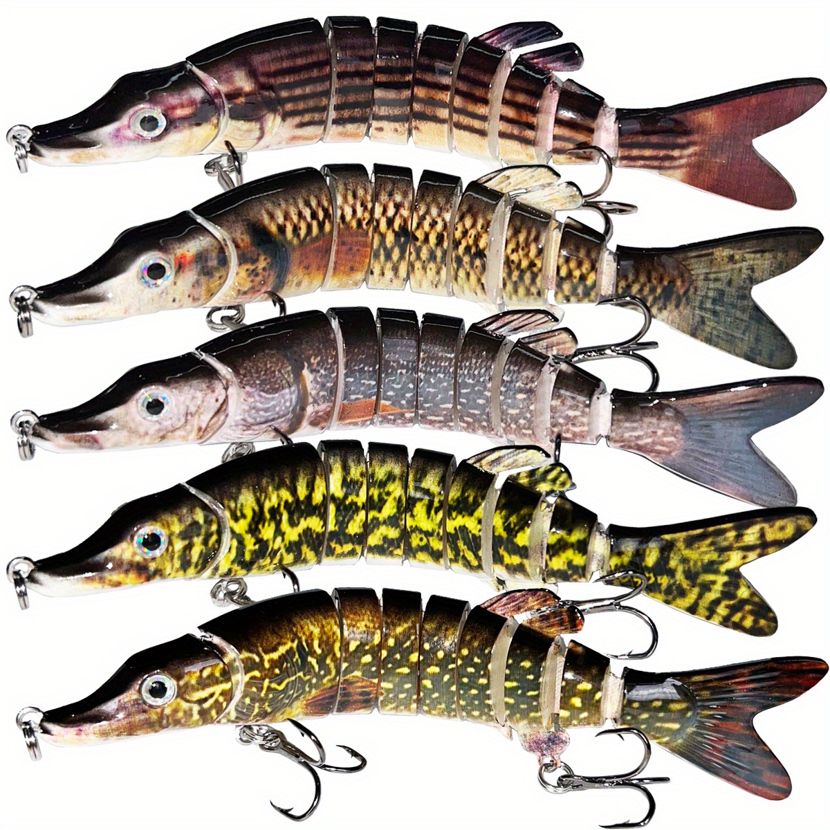 Northern-Pike-Lures-Multi-Jointed-Swimbaits-Fishing-Lure 5 8 inch for  Musky Lake Trout Fishing Tackle (2PC Pike)