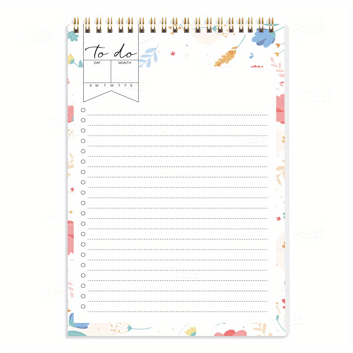 Flower Pattern Daily Planner To Do List Notepad Spiral Organizer