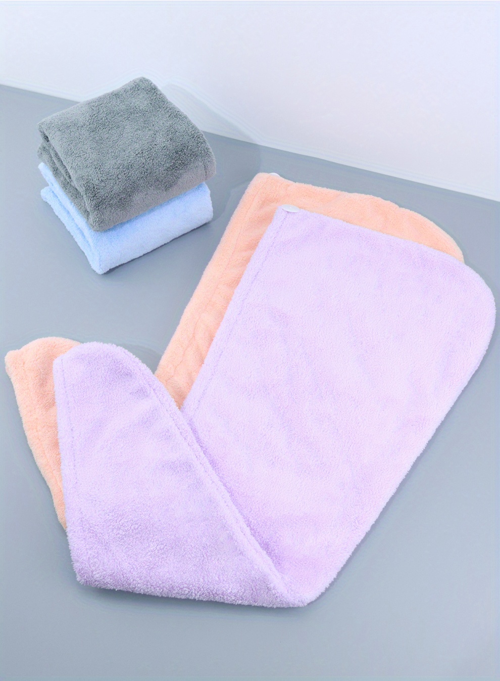 2x Extra Große Mikrofaser-Haartücher – Super Saugfähig, 102x76 Cm, Für Langes & Lockiges Haar, Korallenrosa & Dunkelgrau
