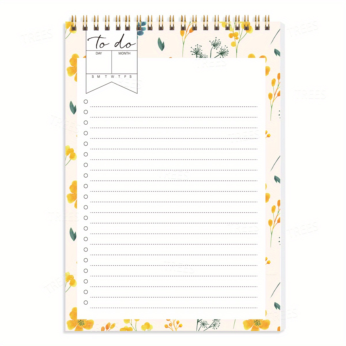 Flower Pattern Daily Planner To Do List Notepad Spiral Organizer