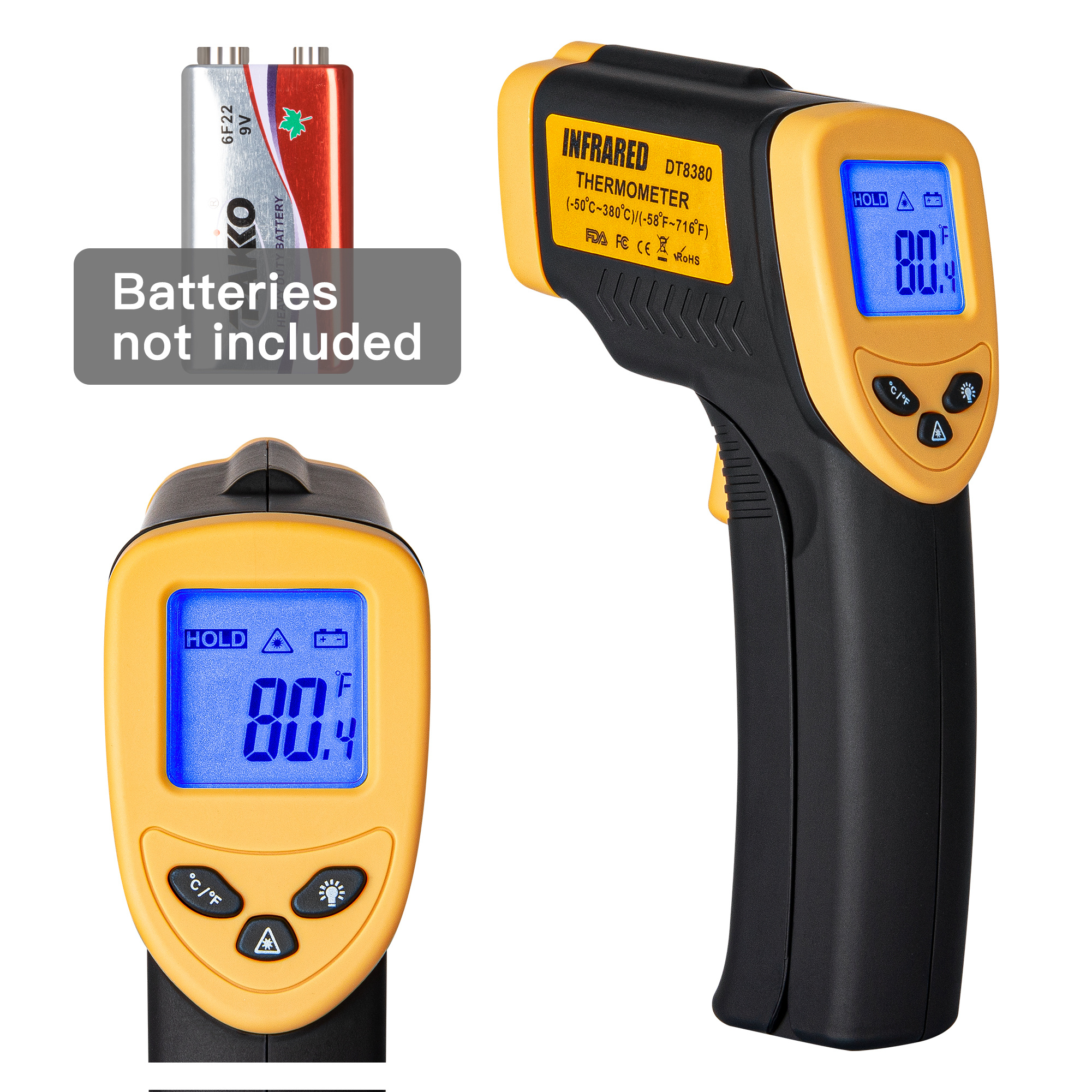 Infrared Thermometer Hand Held Non Contact Dt8380 Thermometer