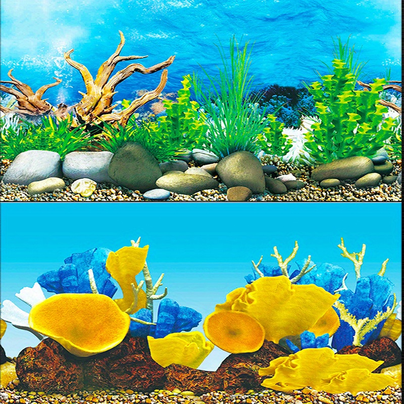 Fish Tank Background Wallpaper 2 Sided Colorful Seaweed Coral Plants  Aquarium Picture Backdrop Decor