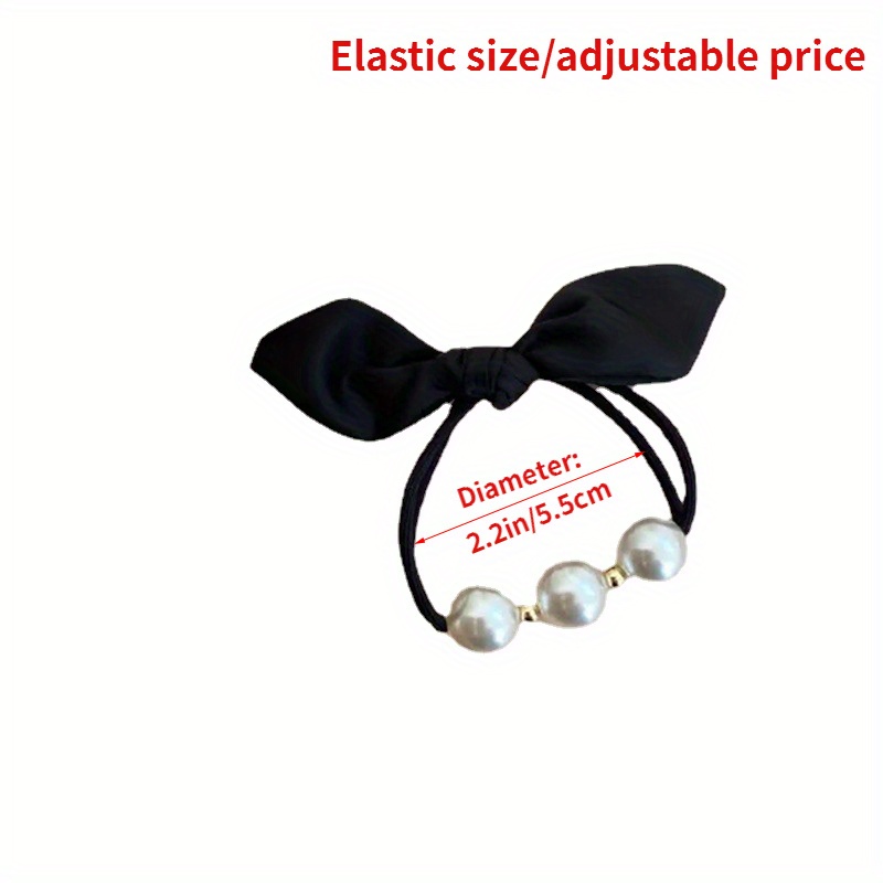 Girl's Imitation Pearl Hair Ties Imitation Gemstone Bow - Temu