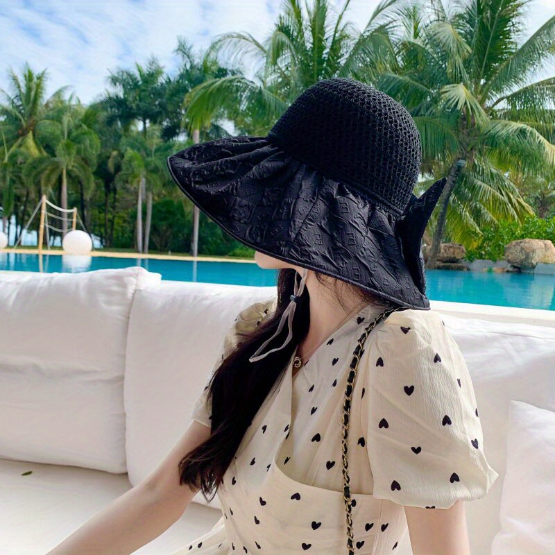 Women's Wide Brim Sun Hat Pleated Visor Perfect Beach - Temu Canada