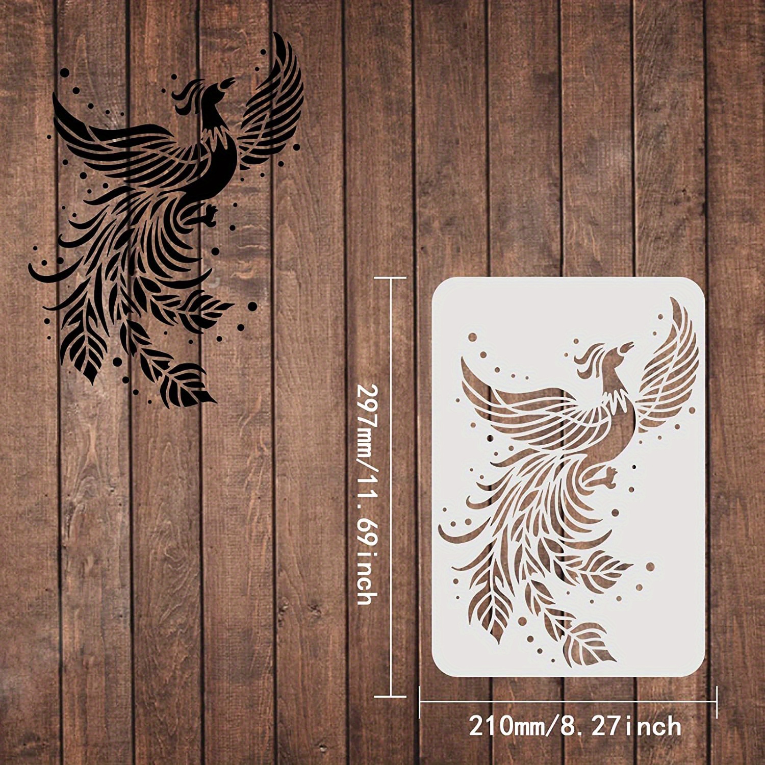 Phoenix Stencils 29.7x21cm Painting Stencil Flying Phoenix Stencil Mythical Phoenix Reusable Drawing Template For Painting On Wood, Floor, Wall, Fabric