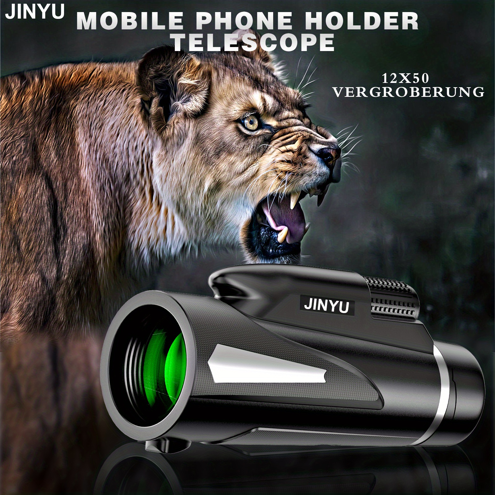 jinyu new high end 12x50 adult hd monocular with smartphone adapter tripod hand strap lightweight high power bak4 prism and fmc lens monocular for bird watching camping hunting hiking traveling details 0