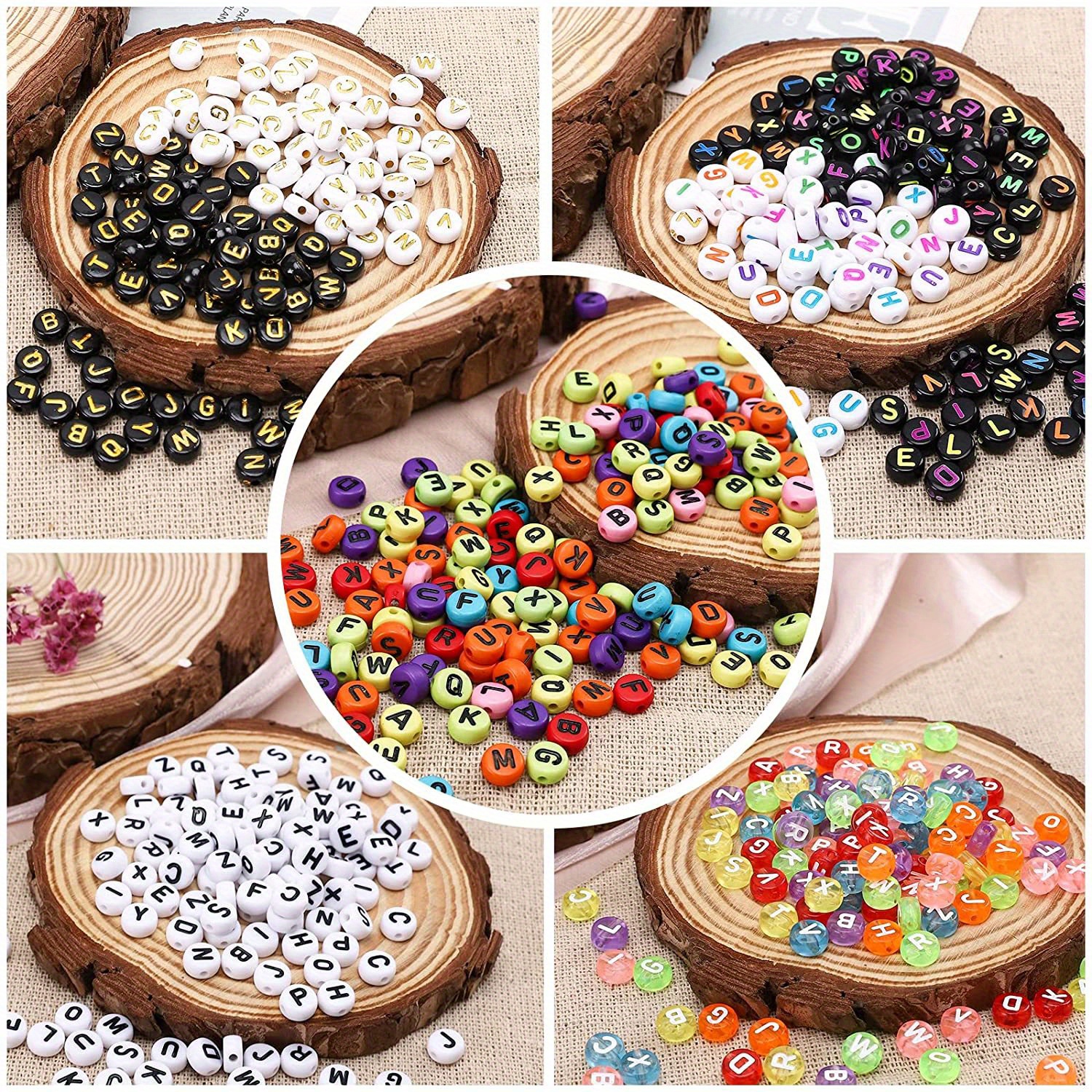 Round Letter Beads Acrylic Alphabet Number Beads For Jewelry - Temu